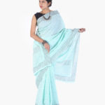 Khadi_pista_green_tiny_motif_grey_border_saree_2