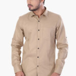 cotton_khaki_textured_full_sleeve_roll_up_fomal_shirt_1