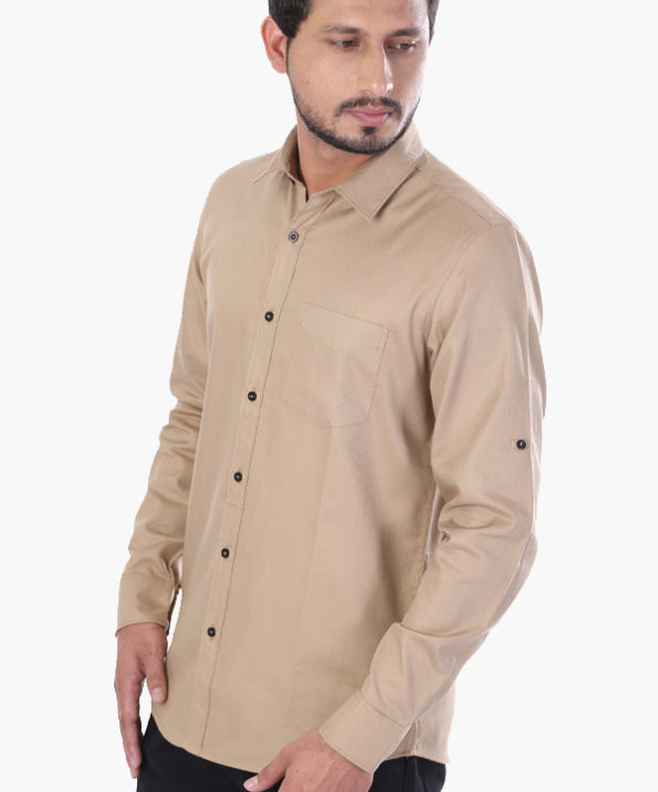 cotton_khaki_textured_full_sleeve_roll_up_fomal_shirt_2