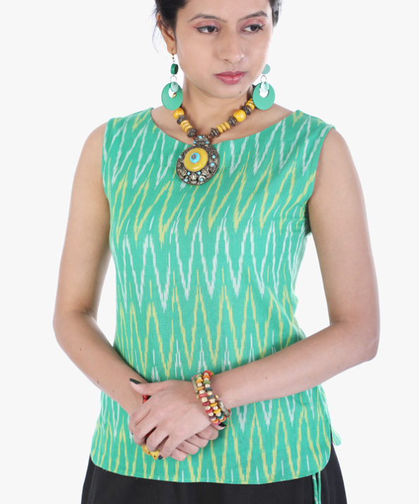 ikat_green_yellow_white_chevron_short top_1