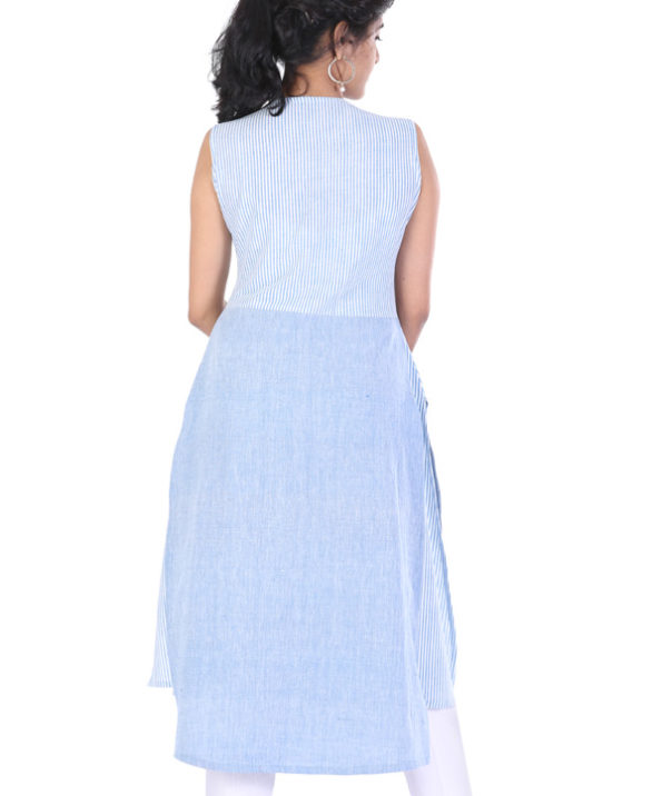 khadi_blue_stripe_formal_wear_long_kurta_3