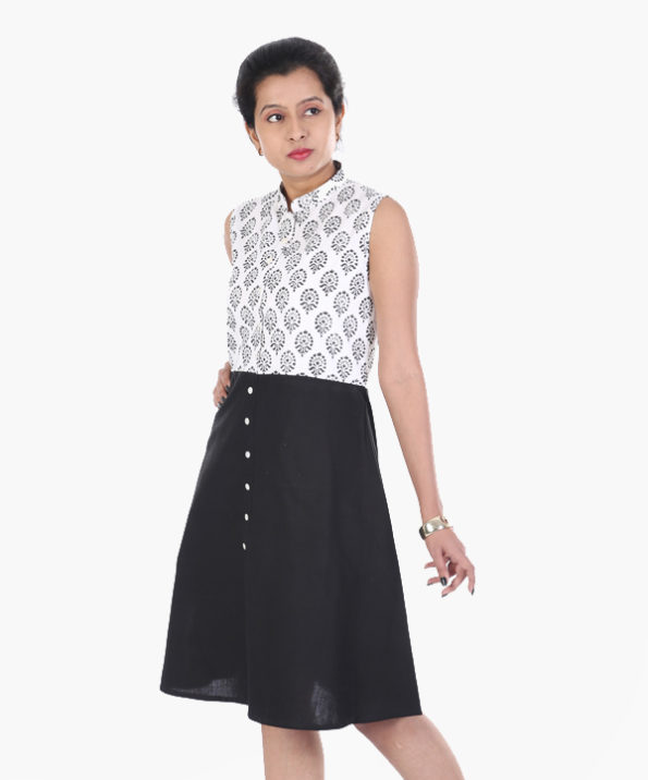 khadi_color_block_handprinted_natural_shell_button_dress_3