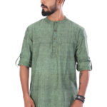 khadi_dark_green_short_kurta_1