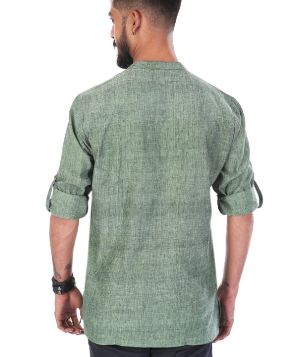 khadi_dark_green_short_kurta_3