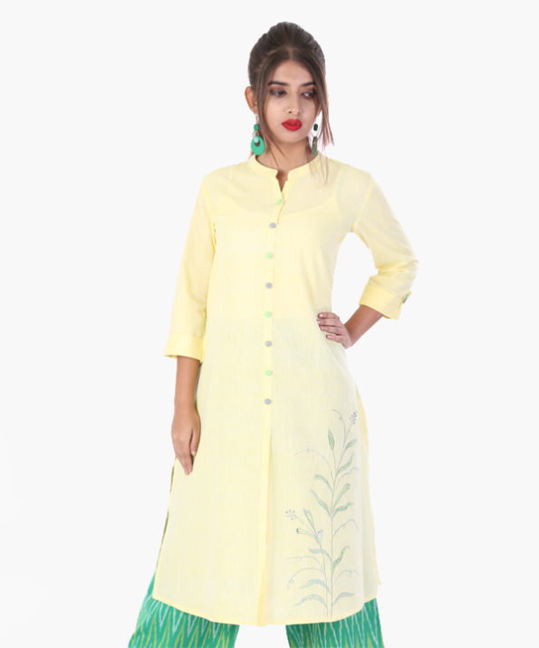 khadi_embroidery_yellow_kurta_1