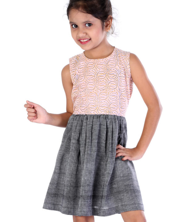 khadi_frock_pink_blockprinted_black_1