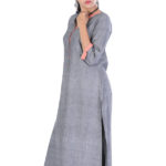 khadi_grey_peach_running_stitch_metal_button_long_kurta_2