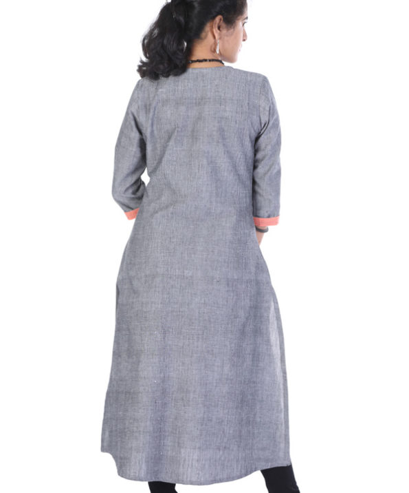 khadi_grey_peach_running_stitch_metal_button_long_kurta_4