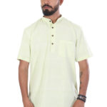 khadi_lime_green_half_sleeve_short_kurta_1