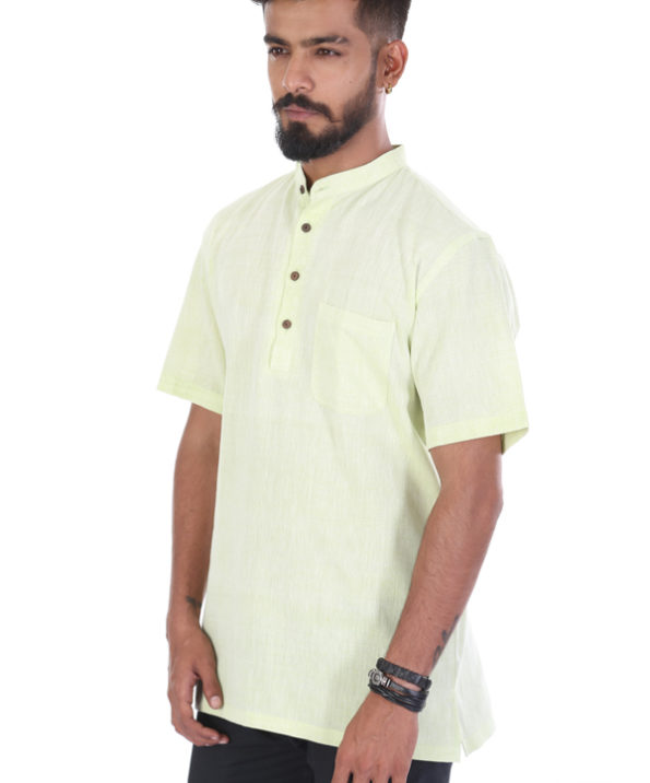 khadi_lime_green_half_sleeve_short_kurta_2