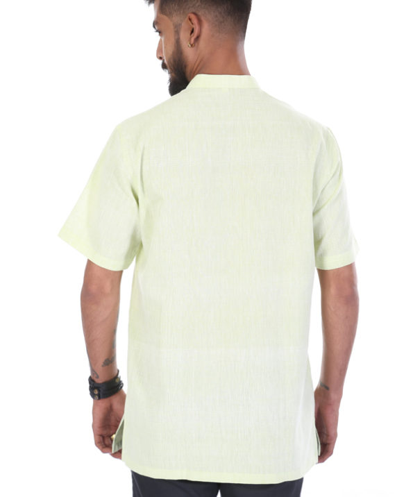 khadi_lime_green_half_sleeve_short_kurta_3