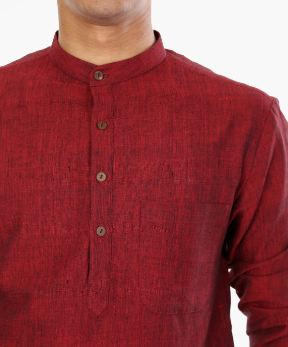 khadi_maroon_constructed_yarn_dyed_long_kurta_4