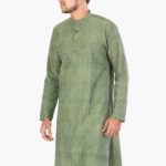 khadi_mehandi_green_yarn_dyed_long_kurta_1