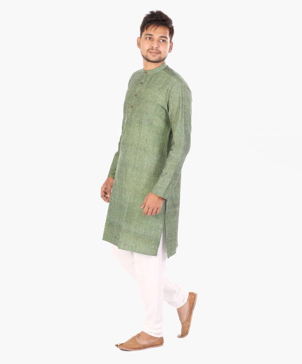 khadi_mehandi_green_yarn_dyed_long_kurta_2