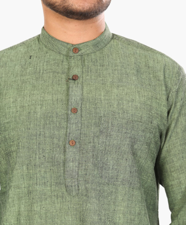 khadi_mehandi_green_yarn_dyed_long_kurta_4