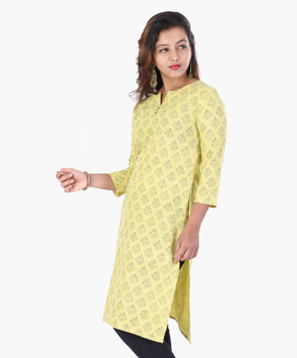 khadi_motif_block_print_lime_green_long_kurta_2