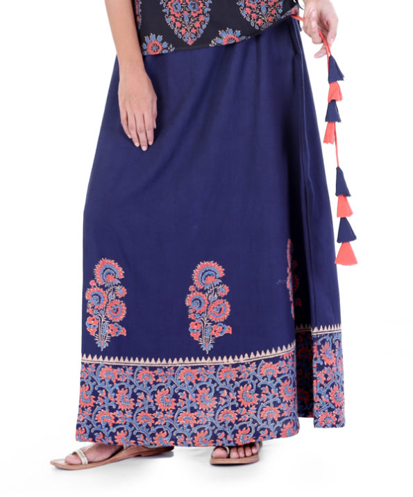 khadi_navy_dark_blue_big_border_peach_motif_skirt_2
