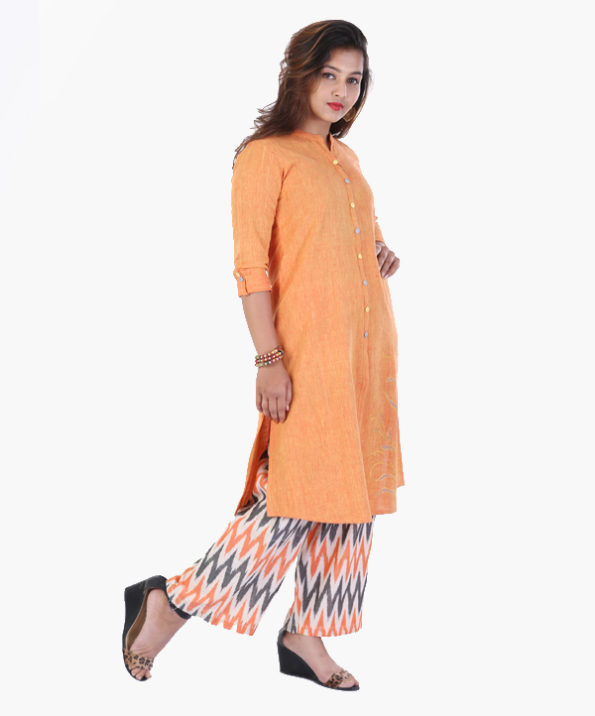 khadi_orange_yarn_dyed_constructed_embroidery_long_kurta_2