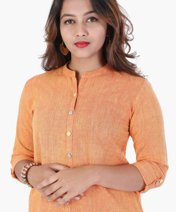 khadi_orange_yarn_dyed_constructed_embroidery_long_kurta_4