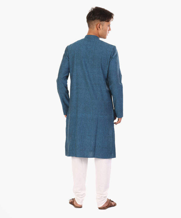 khadi_peacock_blue_kurta_3