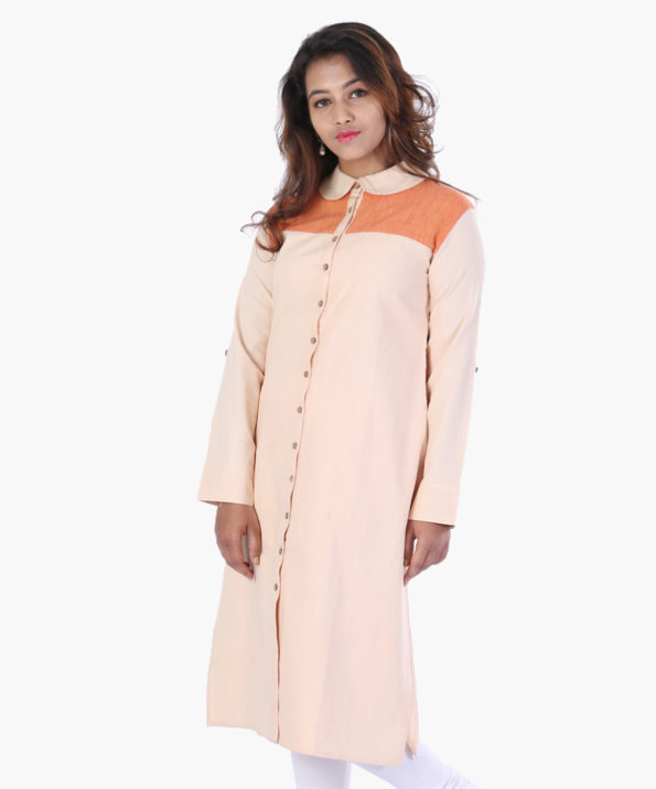 khadi_shirt_style_cream_orange_kurta_1