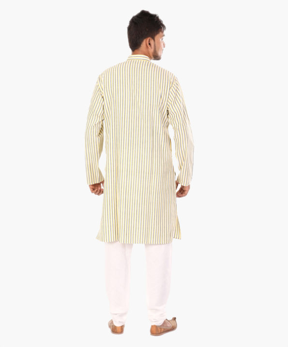 khadi_striped_yellow_grey_long_kurta_3