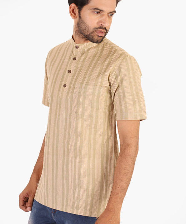 khadi_thin_stripe_green_short_kurta_2