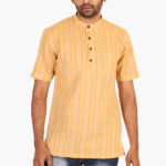 khadi_thin_stripe_yellow_short_kurta_1