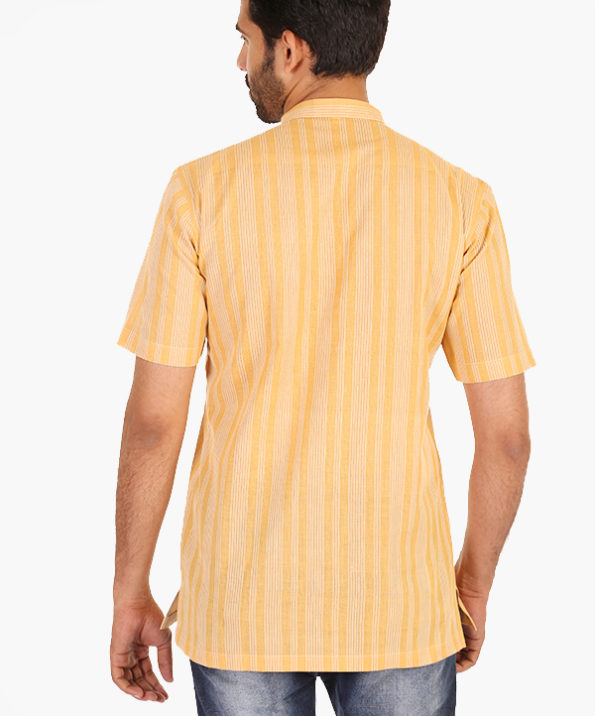 khadi_thin_stripe_yellow_short_kurta_3