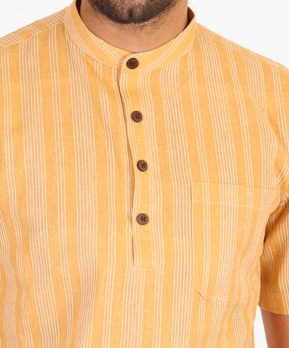 khadi_thin_stripe_yellow_short_kurta_4