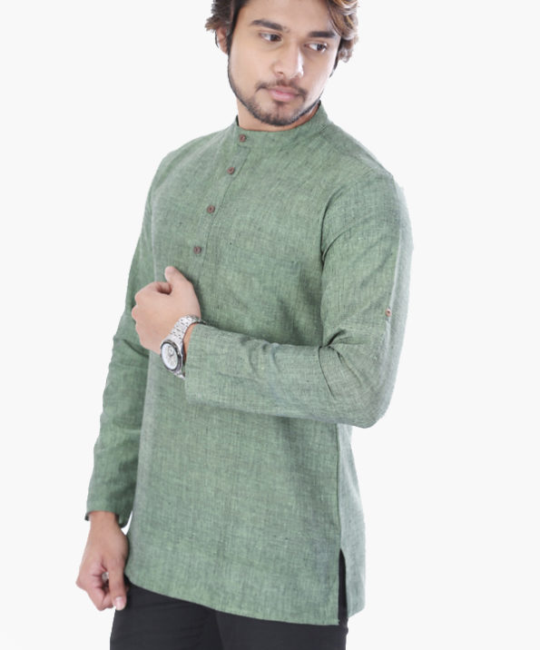 khadi_yarne_dyed_mehandi_green_short_kurta_2