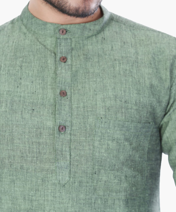 khadi_yarne_dyed_mehandi_green_short_kurta_4