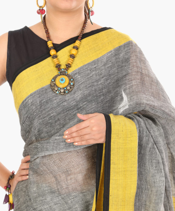 linen_handloom_grey_contrast_yellow_border_saree_4