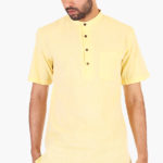 pure_khadi_yellow_half_sleeve_short_kurta_1