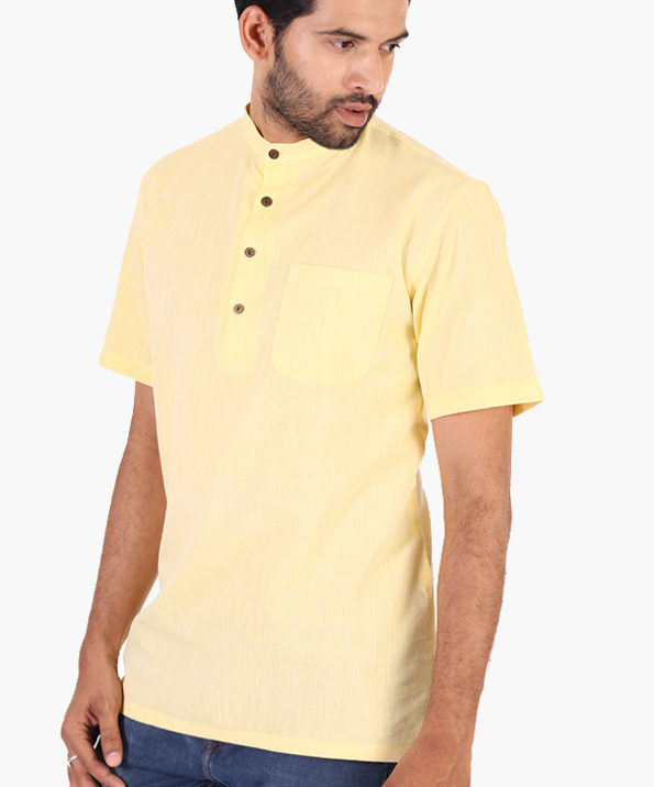 pure_khadi_yellow_half_sleeve_short_kurta_4