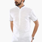 white pure khadi half sleeve shirt 1