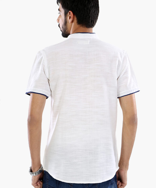 white pure khadi half sleeve shirt 3