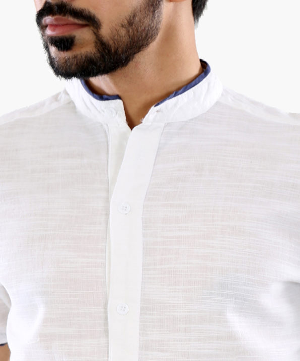 khadi white shirt style kurta - The Loom Story