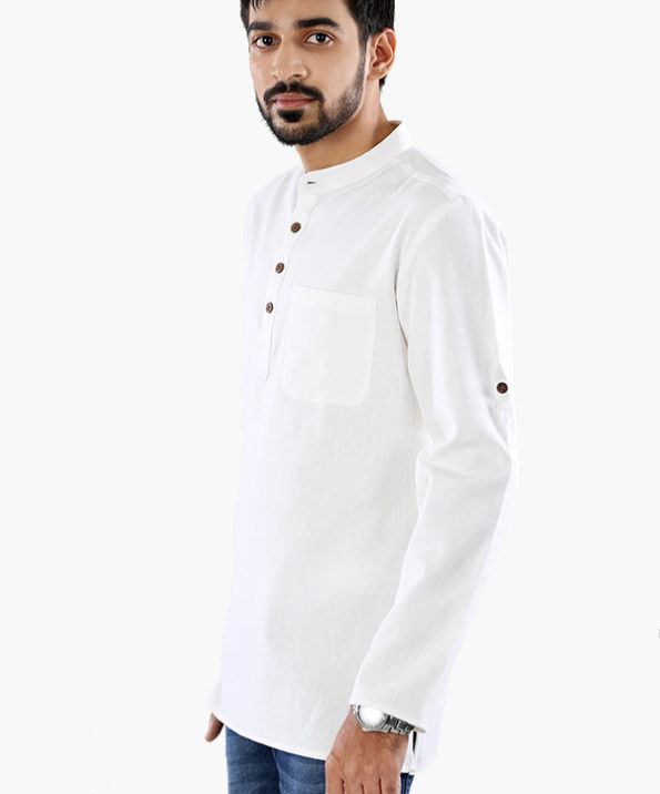 white pure khadi short kurta 2