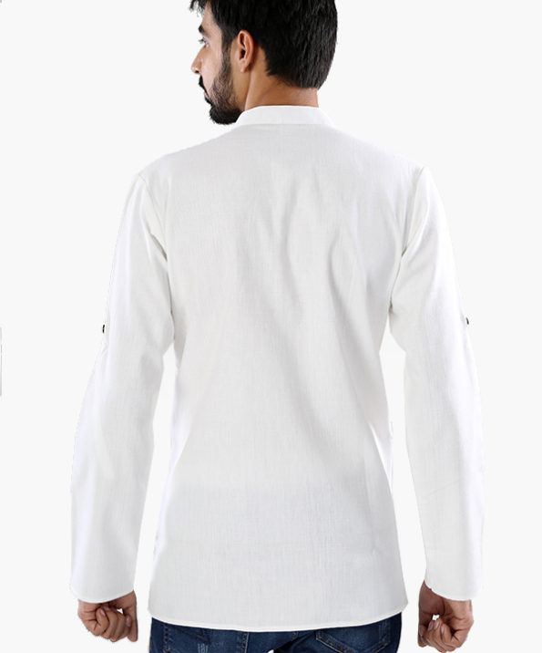 white pure khadi short kurta 3