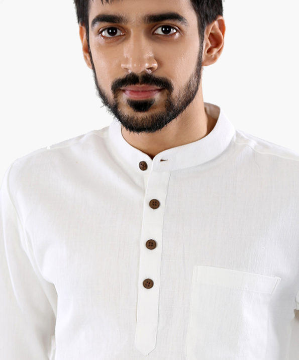 white pure khadi short kurta 4