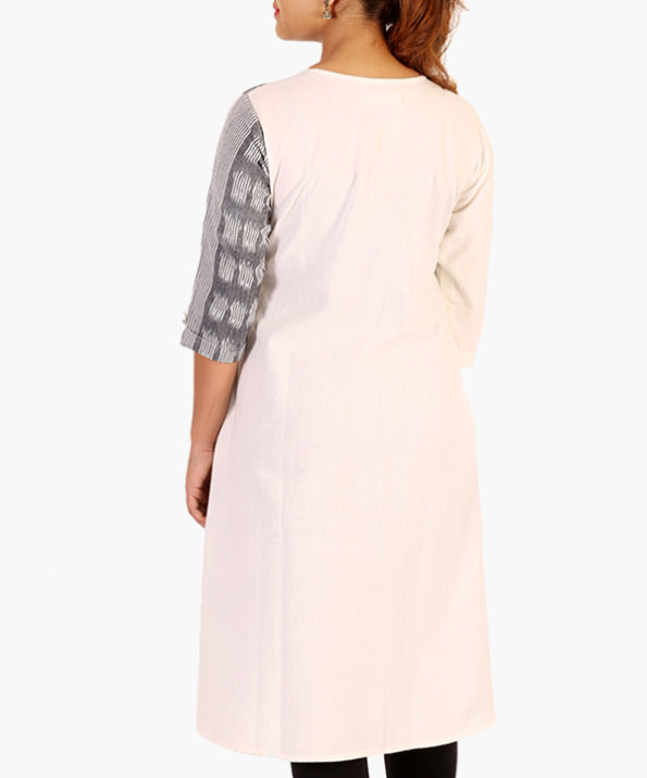 white_khadi_half_ikat_long_kurta_3