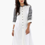 white_khadi_long_kurta_with_ikat_sleeve_1