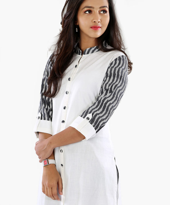 white_khadi_long_kurta_with_ikat_sleeve_3