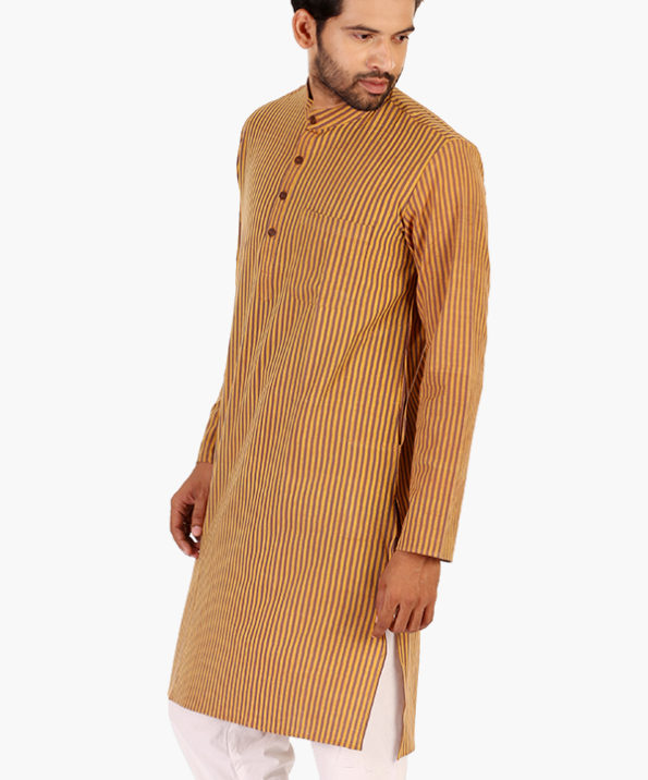 yellow_stripe_khadi_long_kurta_2