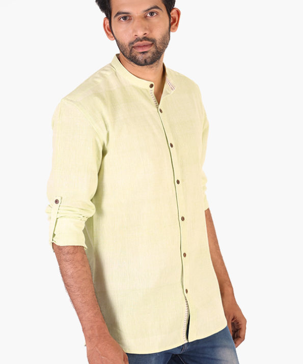 lime_green_stylish_khadi_shirt_2